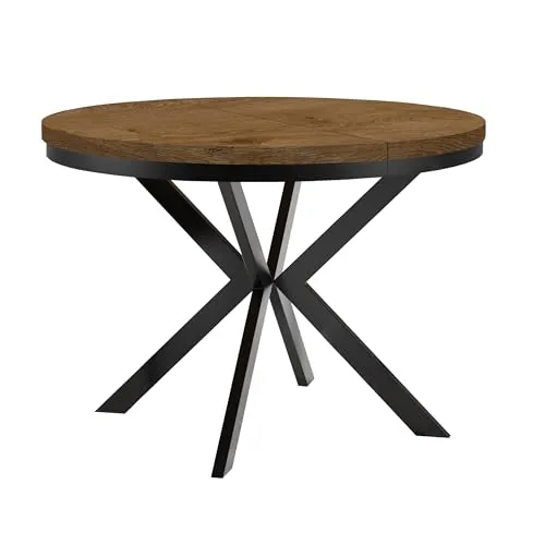 Dekori Möbel Runder Ausziehbarer Tisch ENDO - Esszimmertisch mit Ring-Gestell für eine elegante Optik, ausziehbar von 90 bis 220 cm und in verschiedenen Farben erhältlich.