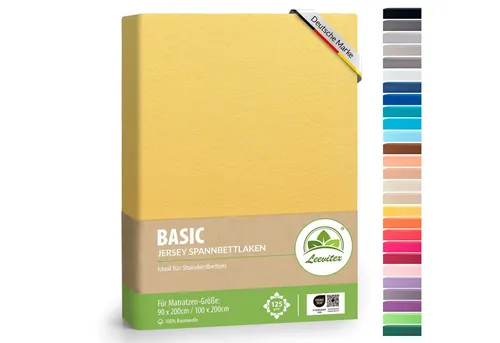 leevitex® Spannbettlaken Spannbettlaken Classic Jersey, Jersey-Baumwolle, Gummizug: rundum, (1 Stück), 100% Baumwolle, anschmiegsam & dehnbar, diverse Größen und Farben