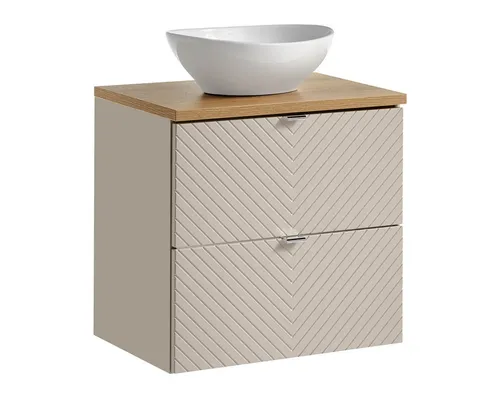 einfachgutemoebel Waschtisch-Set QUERRO 60cm mit Aufsatzbecken - Eleganter Badezimmer Waschplatz