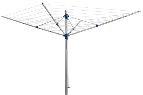 Blome Wäschespinne Medium Plus 60m blau inkl. Bodenhülse - Wäsche Spinne draußen, Made in Germany