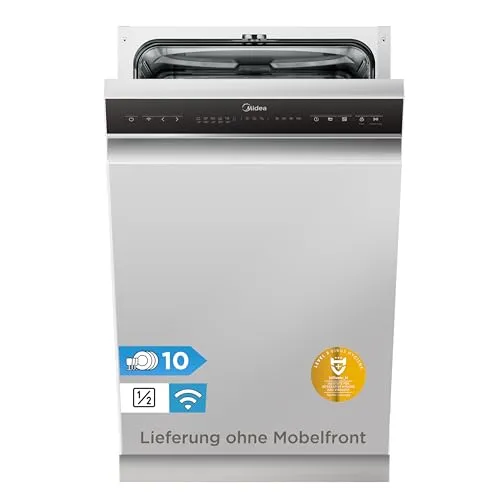 Midea MDWES1034CS-W Geschirrspüler 45 cm, 10 Maßgedecke, Teilintegriert mit HygieneCare+
