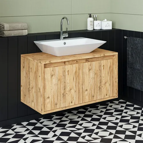 Roomart Badmöbel-Set ATLANTIC 85 cm mit Keramik-Aufsatzbecken in 4 Farben