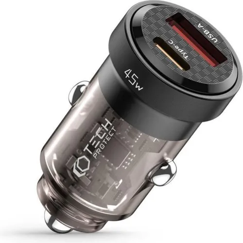 Tech-Protect Ladegerät.pl CC45W USB-Autoladegerät USB-C Typ C 2-Port-Autoladegerät PowerDelivery PD 45W QuickCha (9490713931707)