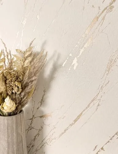 Newroom Tapete Beige Vliestapete Marmor - Moderne 3D Marmoroptik in Beige und Gold, ideal für stilvolle Wohnräume. Hochwertiges, lichtbeständiges Material, Made in Germany, inkl. Tapezier-Ratgeber für perfekte Ergebnisse.