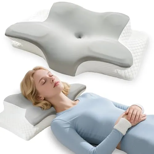 Souvik Nackenkissen, Bequemes Kopfkissen Nackenstützkissen, Memory Foam Kissen, Ergonomisches Schlafkissen für Seitenschläfer, Pillow Rücken- und Bauchschläfer mit Nackenstütze