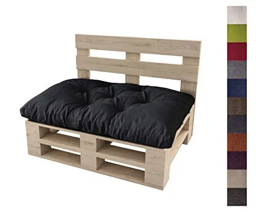 sunnypillow Palettenkissen Schwarz 120 x 80 cm - Hochwertiges Palettenkissen für Gartenmöbel, optimal gefüllt für besten Sitzkomfort. Pflegeleicht und langlebig, ideal für entspannte Stunden im Freien.