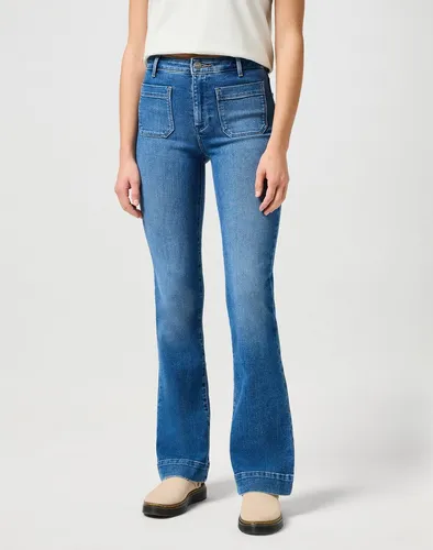 Wrangler Damen Flare Jeans Raven 30W/32L - Stylische Flare Jeans für Damen, aus 80% Baumwolle, mit mittlerer Elastizität für optimalen Tragekomfort und eine perfekte Passform.