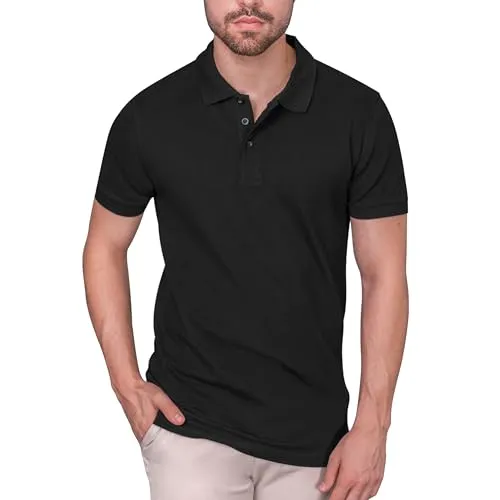 HRM Heavy Stretch Polo Herren - Schwarz, Gr. XL - Poloshirts für Herren: Hochwertiges Shirt aus 95% Baumwolle & 5% Elasthan, bis 40°C waschbar, ideal für komfortable Arbeitskleidung unter fairen Bedingungen.