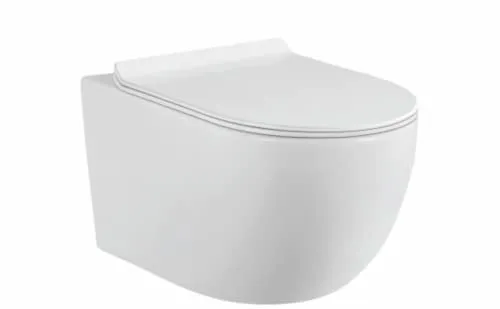 Hänge Wand WC Komplettset Spülrandlos Sitz Soft Close Keramik Wand Set Schüssel weiß Toilette