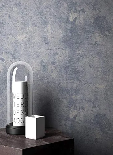 NEWROOM Vliestapete Blau Uni - Elegante Struktur für Wohnzimmer & Schlafzimmer - Moderne, strukturierte blaue Vliestapete, licht- und scheuerbeständig. Ideal für ein stilvolles Ambiente in jedem Raum. Einfach zu verarbeiten und rückstandslos ablösbar.