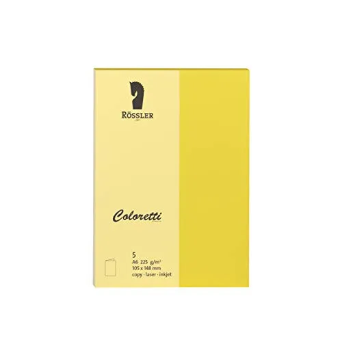 Rössler 220706543 - Coloretti Karten, 220 g/m², DIN A6 hd, goldgelb, 5 Stück