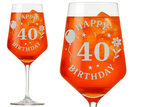Valhalla Weinglas Weinglas Gravur Happy Birthday 40 - 350ml spülmaschinenfest, 1-tlg., Glas, Atemberaubende Darstellung