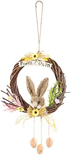 PEARL Osterkranz: Weidenkranz zum Aufhängen, mit Schriftzug Frohe Ostern und Osterdeko (Osterkranz zum Aufhängen, Osterdeko Kranz, Hängen)