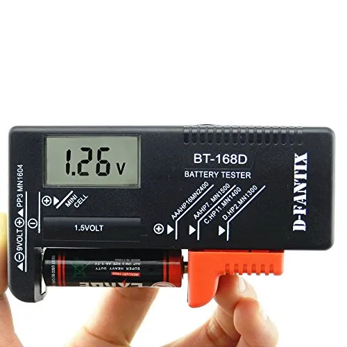 D-FantiX Digitaler Batterietester Batterieprüfer Batterie und Akku Volt Prüfgerät für AA AAA C D 9V 1.5V Knopf Knopfzellen-BT-168D