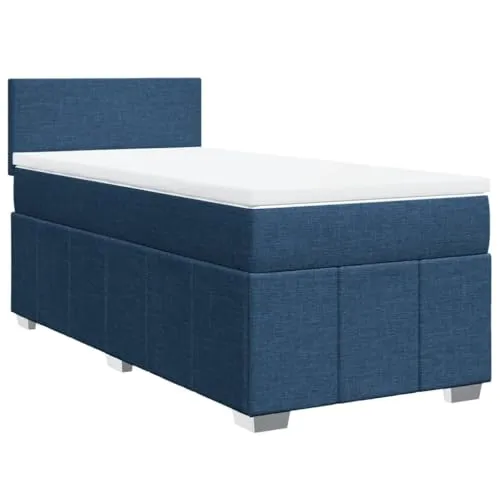 Boxspringbett Blau 100x200 cm mit LED-Beleuchtung von vidaXL