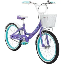 Huffy Girly Girl 20-Zoll Kinderfahrrad - Jugend- & Kinderfahrräder, stilvolles Design mit Blumengrafik und großem Lenkerkorb für praktischen Transport von Spielzeug und Zubehör.
