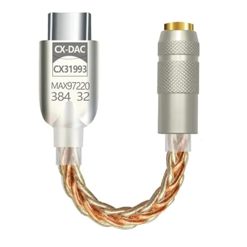 USB C auf 3,5 mm Soundadapter mit CX31993 MAX97220 Chip Typ C Kopfhörer-Adapter DAC-Kabel für iPhone 15 Pro Max Plus, Galaxy S23 Ultra, S21, Pixel 7, iPad, Android Phone
