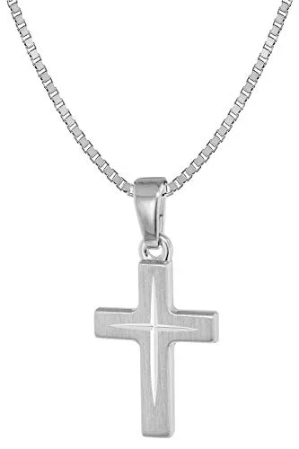 trendor Kinder-Halskette mit Kreuz-Anhänger 925 Silber - Ketten für Mädchen mit edlem Kreuz-Anhänger aus Sterlingsilber 925. Perfekte Geschenkidee für besondere Anlässe wie Taufe oder Geburtstag, geliefert in einer hübschen Schmuck-Box.
