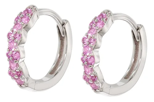 TRENDOR Mädchen-Ohrringe Klapp-Creolen aus 925 Silber mit Rosa Zirkonia - Elegante Klapp-Creolen für Mädchen aus hochwertigem 925 Sterlingsilber. Die funkelnden rosa Zirkonia-Steine setzen einen besonderen Akzent und verleihen jedem Outfit einen Hauch von Glamour.