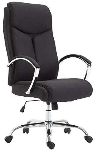 CLP Bürostuhl XL Vaud Stoff schwarz - Bürostuhl XL Vaud mit hochwertiger Polsterung, ideal für große und schwere Personen bis 140 kg, stufenlos höhenverstellbar und mit Wippfunktion für ergonomisches Sitzen.