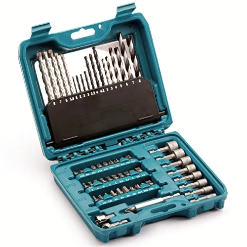 Makita Zubehör-Set P-90358 für Bohrmaschine, 60 Teile - Bohrersets mit 60 Teilen, inklusive 50 Schraubendreher-Bits und vielseitigen Zentrierspitzen - ideal für Holz, Metall und Mauerwerk, perfekt für jede Anwendung.