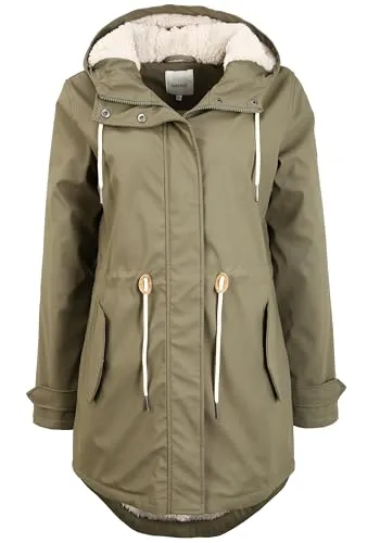 OXMO Jolina Damen Regenmantel - Übergangsjacke in Dusty Olive - Funktionsjacken mit Kapuze, wasserabweisend und aus nachhaltigen Materialien, ideal für jede Jahreszeit und vielseitig kombinierbar.