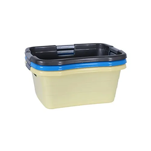 axentia Wäschekorb schmal - Stapelbare Wanne für Haushalt und Camping - Praktische Wäschewanne in Weiß, Blau oder Grau mit 25l Volumen, ideal für Wäsche, Fußpflege oder Camping. Ergonomische Griffe für komfortable Handhabung.