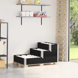vidaXL Paletten-Aufsatzrahmen 3-fach Schwarz 120x80 cm - Gabionen: Robuster Aufsatzrahmen aus massivem Kiefernholz für vielseitige Nutzung, stapelbar und faltbar für platzsparende Lagerung und einfachen Transport.