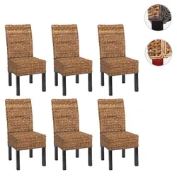 6er-Set Esszimmerstuhl BALI Korbstuhl mit Bananengeflecht in braun von Mendler