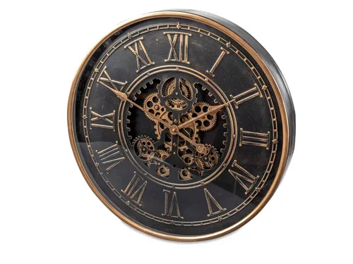 formano Moderne Wanduhr mit Beweglichen Zahnrädern 60 cm - Wohnaccessoires mit sichtbaren beweglichen Zahnrädern für einen einzigartigen Blickfang in jedem Raum.