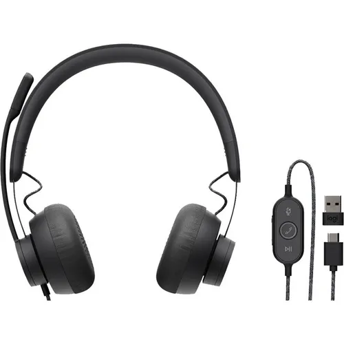 Logitech Zone Wired - On-Ear Headset mit aktiver Rauschunterdrückung, kabelgebunden und USB-C für ungestörte Konferenzen