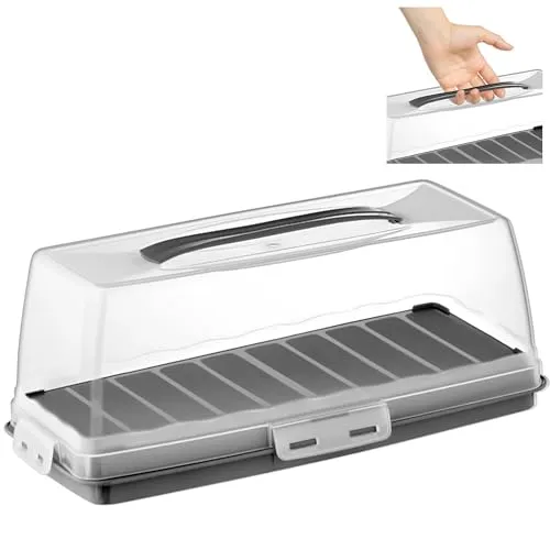 uandu Kuchen Transportbox Kastenform, Rechteckig Kastenform, Tortentransportbox mit Haube und Griff. Box mit Deckel, Kuchenplatte, Aufbewahrungsbox, Kuchenbehälter, BPA Frei Tortenbehälter