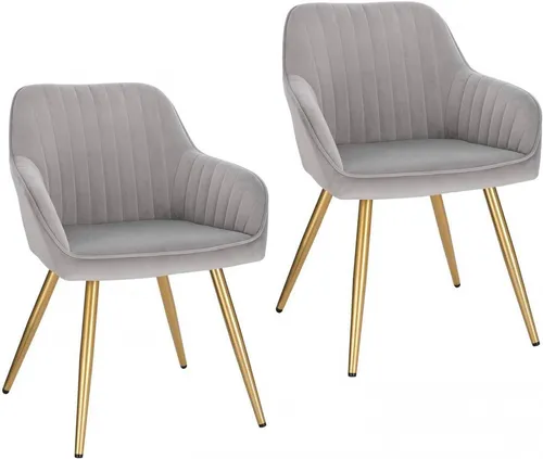 EUGAD Esszimmerstuhl (2 St) - Stilvoller Samtstuhl mit Metallbeinen - Elegante Esszimmerstühle mit robusten Metallbeinen, bis 120 kg belastbar. Ideal für gemütliche Dinnerabende in verschiedenen Farben.
