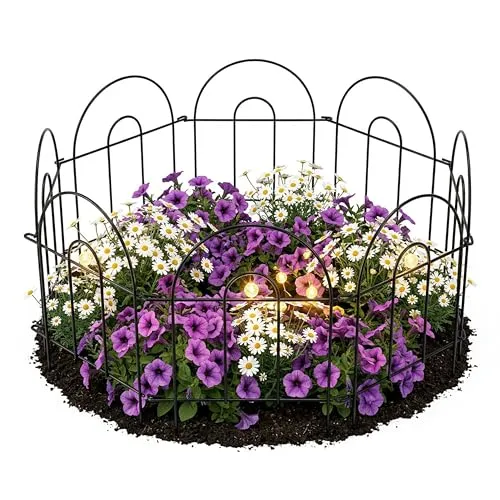 Relaxdays Beetzaun Metall, 6 modulare Zaunelemente Rundbogen, HxB: 45x240 cm, Garten Beeteinfassung zum Stecken, schwarz