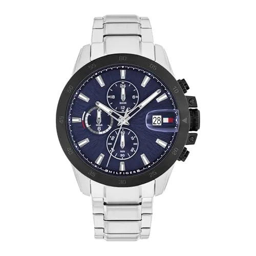 Tommy Hilfiger 1792197 Herren Multifunktionsuhr - Armbanduhren mit 50 m Wasserdichtigkeit, eleganter Edelstahl und vielseitigen Funktionen wie Datums- und Tagesanzeige – perfekt für jeden Anlass!