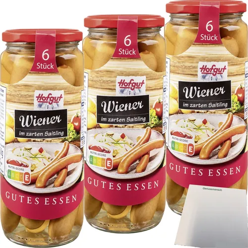 Hofgut Wiener Würstchen im Saitling 3er Pack 3x6/250g Glas usy Block