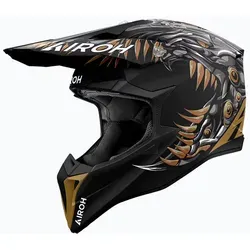 Airoh Wraaap Cyborg Motocrosshelm - Matt Schwarz/Grau/Bronze - XS - Motorradhelm mit HRT-Schale in 3 Größen, innovativem Belüftungssystem und aggressiver Optik. Ideal für alle Altersgruppen und Abenteuerlustige.