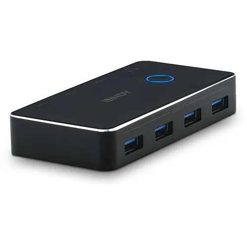 Lindy USB-Umschalter 2:4 - Peripheriegeräte effizient teilen - KVM-Switch für 4 x USB 3.2 Gen 1 + 2 x USB 3.2 Gen 1, ideal für Büros zur gleichzeitigen Nutzung mehrerer Geräte.