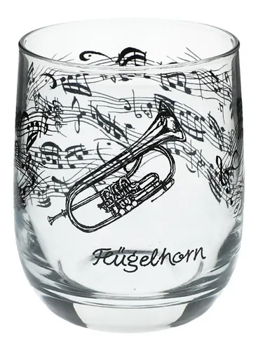 Musikboutique Glas Glas mit Instrumenten und musikalischen Motiven - Instrument:, bedruckt mit Flügelhorn-Motiv