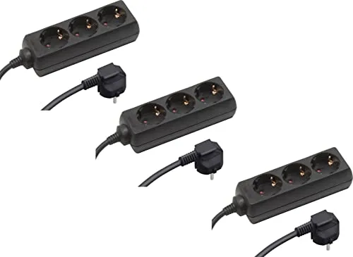 Meister Steckdosenleiste 3-fach - 3 m Kabel - schwarz - Steckdosen & Zubehör: Set aus 3 hochwertigen Steckdosenleisten mit 3 m Kabel, ideal für mehrere Elektrogeräte und sicheren Einsatz im Innenbereich.
