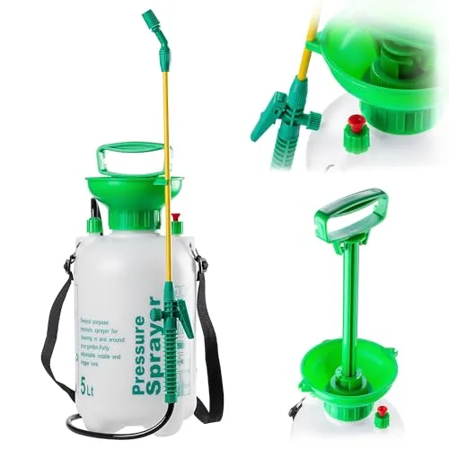 KADAX Drucksprüher 5L, Sprühflasche, Drucksprühgerät, Pumpsprühflasche, Gartenspritze, Pflanzensprüher, Unkrautspritze, Blumensprühflasche, Handsprüher