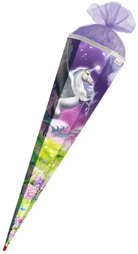 Roth Schultüte Magic Pegasus / Einhorn 85 cm - Schultüte in lila mit einem besonderen Pegasus-Design, perfekt für den Schulanfang und mit einem stylischen Tüllverschluss.