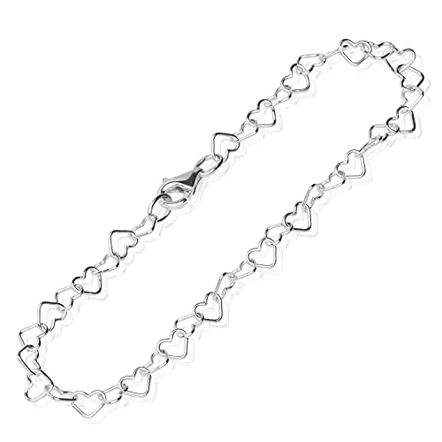 NKlaus Armband 925 Sterling Silber Herz Kette 19cm