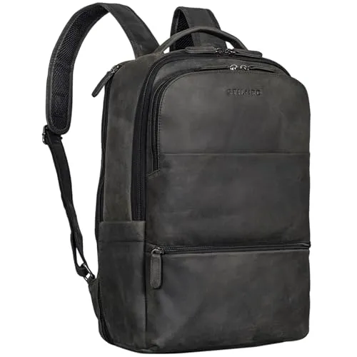 STILORD 'Thore' Luxuriöser Leder Rucksack mit Laptopfach 17 Zoll - Tagesrucksäcke für Herren und Damen, aus echtem Vintage-Rindsleder für zeitlose Eleganz und Komfort, ideal für Büro und Freizeit.