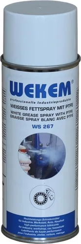 Wekem Sprühfett, weiß mit PTFE 400ml, Fettspray, Ketten, Zahnräder, Scharniere