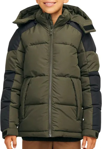 Jack & Jones Aero Puffer Jacke Grün für Jungen, 12 Jahre - Winterjacke für Jungen mit warmem Futter und winddichtem Design. Ideal für kalte Monate, ausgestattet mit Kapuze und praktischen Seitentaschen.