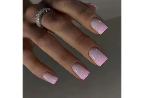 LuxusKollektion Kunstfingernägel 24er Set Press on Nails Rosa Gradient Eckig French Künstliche Nägel