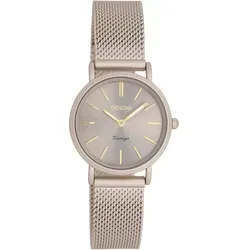 OOZOO Quarzuhr Vintage Damenuhr C20339 - Armbanduhren mit hochwertigem TMI Quarzlaufwerk, elegantes taupefarbenes Design mit Milanaiseband und spritzwassergeschützt. Ideal für stilbewusste Frauen.