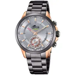 Lotus Hybrid 18808 Analoge Armbanduhr - Elegant in Grau - Smartwatch mit Bluetooth-Technologie, Bewegungserinnerung und wasserdicht bis 10 bar. Perfekt für stilbewusste Herren, die auch aktiv bleiben möchten.