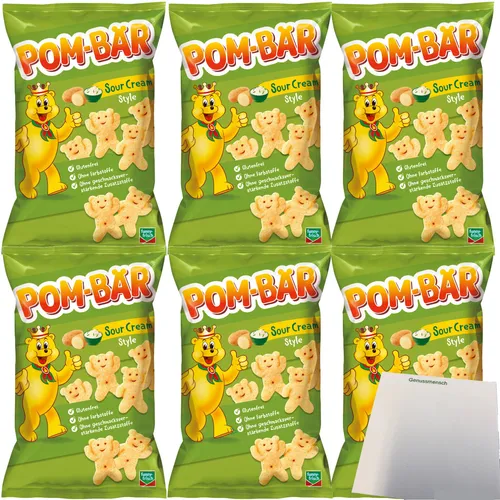 Pom-Bär Sour Cream Kartoffelsnack 6er Pack 6x75g Packung usy Block